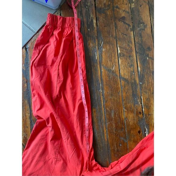 By Anthropologie Red Orange Cropped 100% Cotton Track Pants, Size 4 - Picture 8 of 11